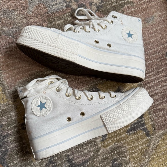 Converse Chuck Taylor All Star Lift Tattoo Vintage White High Top Platform Shoes - Picture 11 of 15